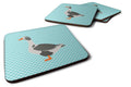 West of England Goose Blue Check Foam Coasters Set of 4 Cup Coasters for Indoor Outdoor, Tabletop Protection, Anti Slip, Mouse pad Material