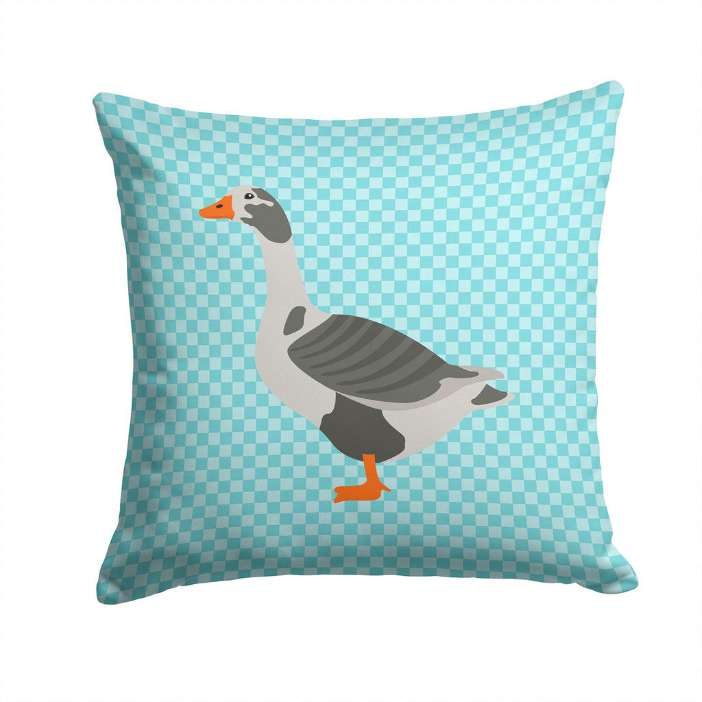 West of England Goose Blue Check Decorative Throw Pillow 14x14 Indoor Outdoor Accent Cushion, Fabric Cover with Insert for Sofa, Bed, Porch & Living Room