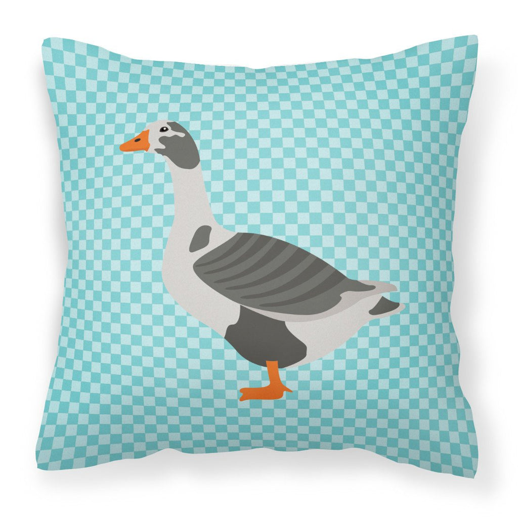 West of England Goose Blue Check Decorative Throw Pillow 18x18 Indoor Outdoor Accent Cushion, Fabric Cover with Insert for Sofa, Bed, Porch & Living Room