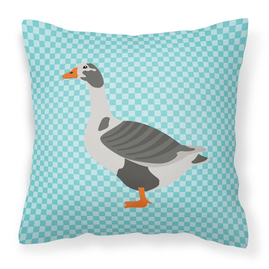 West of England Goose Blue Check Decorative Throw Pillow 18x18 Indoor Outdoor Accent Cushion, Fabric Cover with Insert for Sofa, Bed, Porch & Living Room