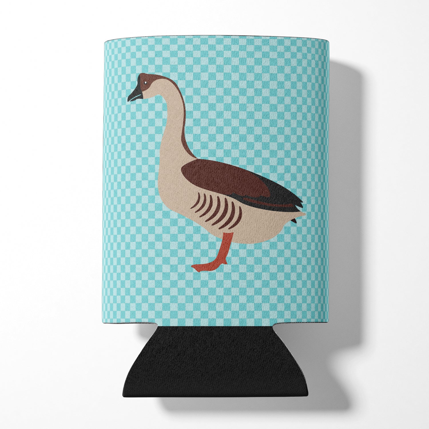 Chinese Goose Blue Check Can or Bottle Hugger Cooler Sleeve for Standard 12 oz Cans, Insulated Foam Beer & Soda Can Hugger Reusable