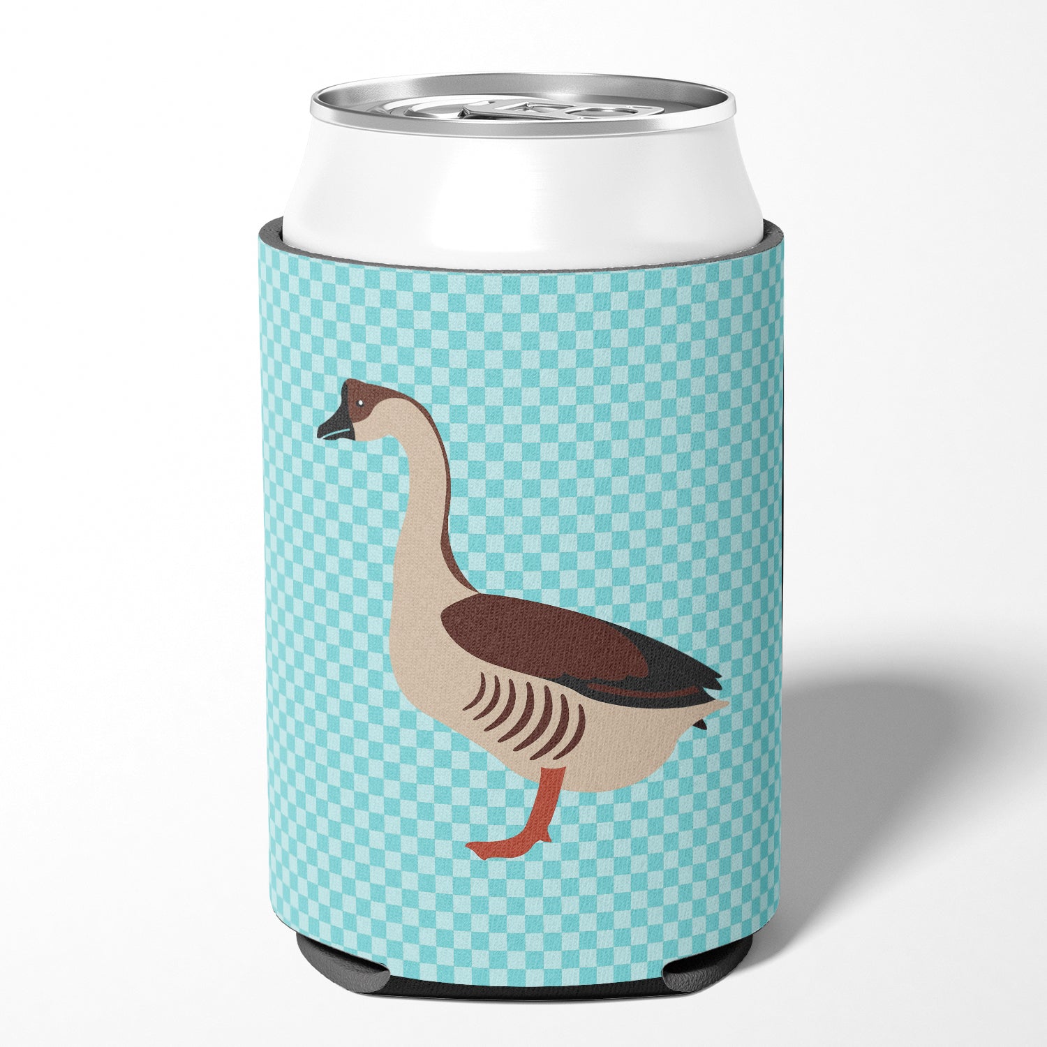Chinese Goose Blue Check Can or Bottle Hugger Cooler Sleeve for Standard 12 oz Cans, Insulated Foam Beer & Soda Can Hugger Reusable