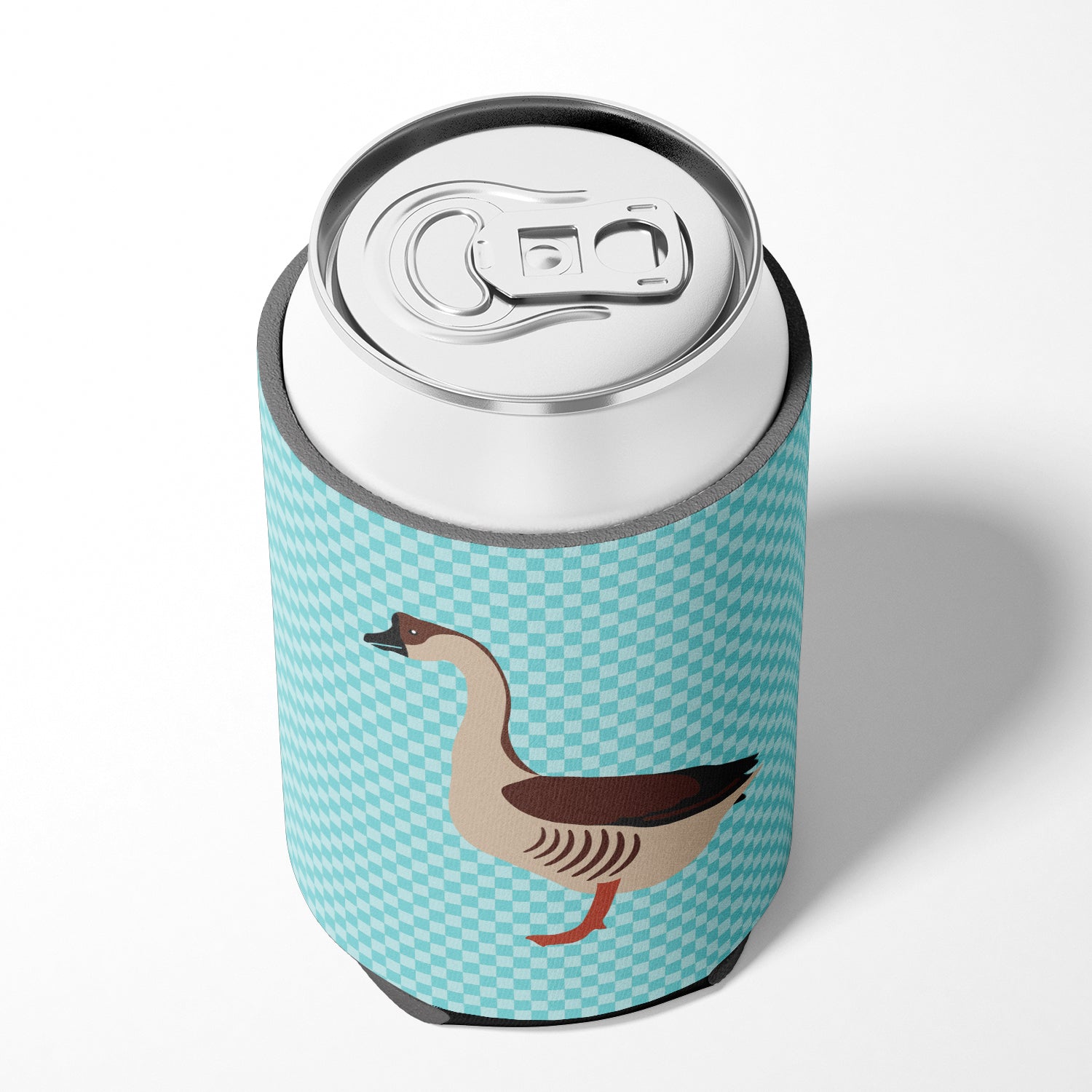 Chinese Goose Blue Check Can or Bottle Hugger Cooler Sleeve for Standard 12 oz Cans, Insulated Foam Beer & Soda Can Hugger Reusable