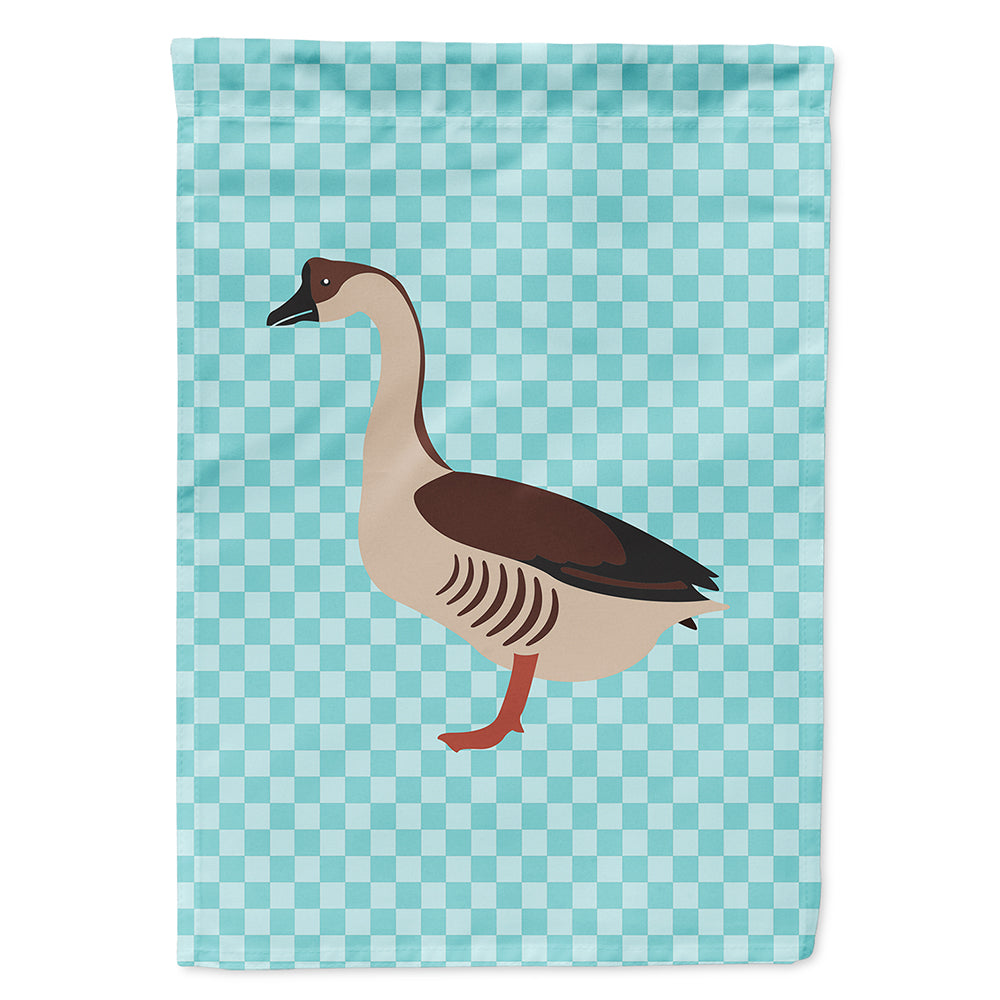Chinese Goose Blue Check House Flag 28x40 Porch Sleeve Pole Decorative Outside Yard Banner Artwork Wall Hanging, Polyester