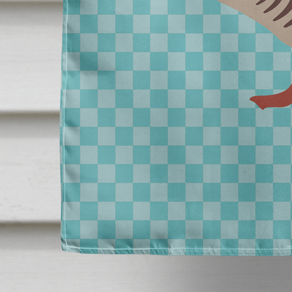 Chinese Goose Blue Check House Flag 28x40 Porch Sleeve Pole Decorative Outside Yard Banner Artwork Wall Hanging, Polyester