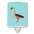 Chinese Goose Blue Check Ceramic Night Light Compact, UL-Certified, Ideal for Bedroom, Bathroom, Nursery, Hallway, Kitchen, 6x4x3, Multicolor