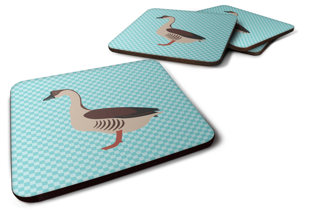 Chinese Goose Blue Check Foam Coasters Set of 4 Cup Coasters for Indoor Outdoor, Tabletop Protection, Anti Slip, Mouse pad Material