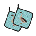 Chinese Goose Blue Check Pot Holder Set of 2 Heat Resistant Quilted Hot Pads 7.5 x 7.5 Inch, Insulated Kitchen Trivets for Cooking & Baking