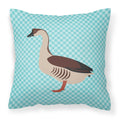Chinese Goose Blue Check Decorative Throw Pillow 18x18 Indoor Outdoor Accent Cushion, Fabric Cover with Insert for Sofa, Bed, Porch & Living Room