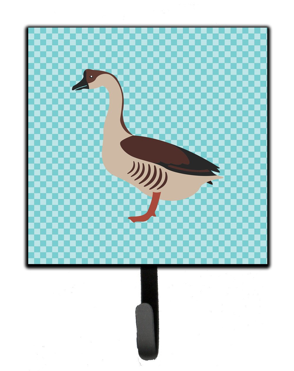 Chinese Goose Blue Check Leash or Key Holder Wall Hooks, Key Hooks Holder, Coat Rack Wall Mount, Coat Hooks, Hooks for Hanging Keys, Towels, Aprons, Leashes