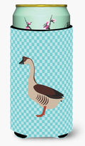 Chinese Goose Blue Check Tall Boy Hugger Can Cooler Sleeve Machine Washable Drink Collapsible Insulator Beverage Insulated Holder
