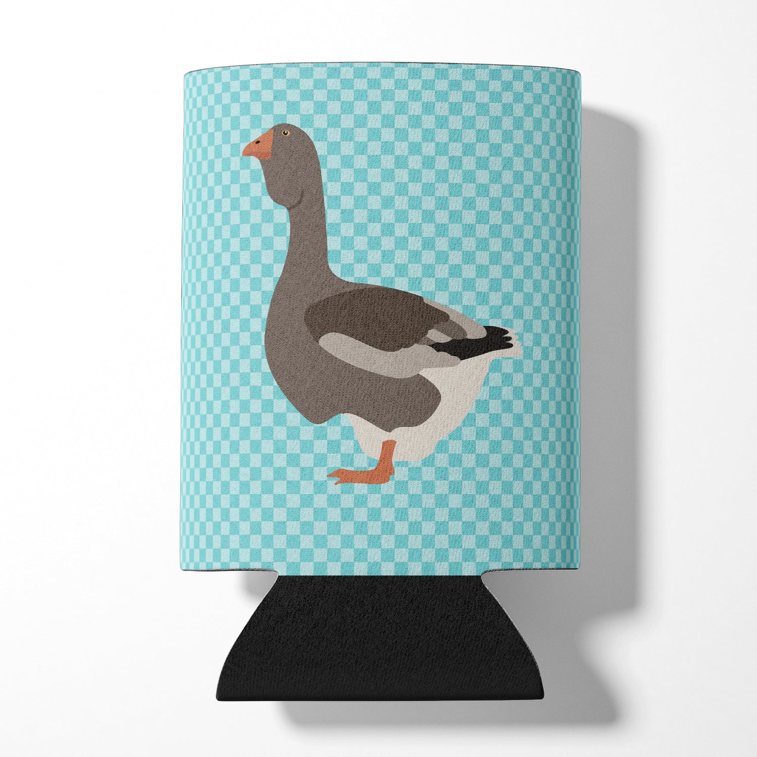 Toulouse Goose Blue Check Can or Bottle Hugger Cooler Sleeve for Standard 12 oz Cans, Insulated Foam Beer & Soda Can Hugger Reusable