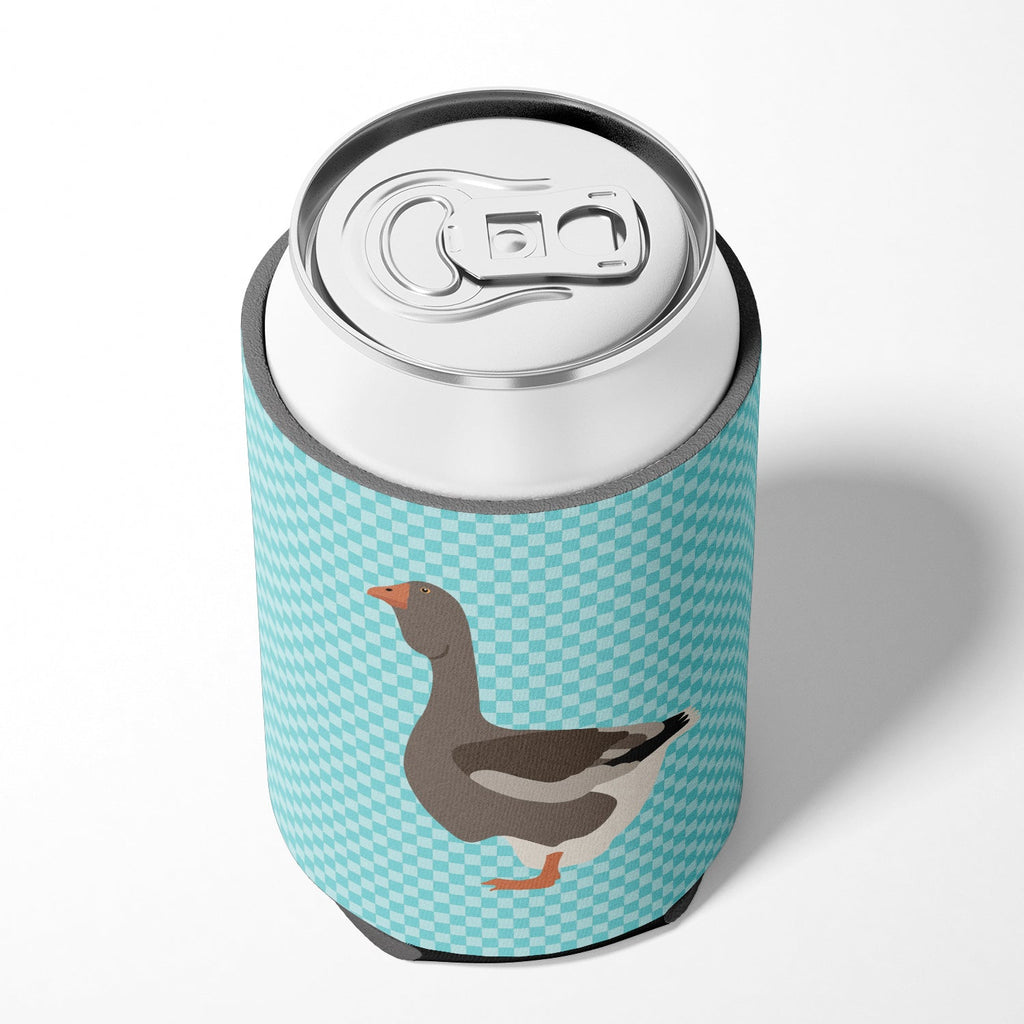 Toulouse Goose Blue Check Can or Bottle Hugger Cooler Sleeve for Standard 12 oz Cans, Insulated Foam Beer & Soda Can Hugger Reusable