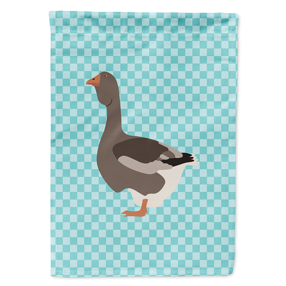 Toulouse Goose Blue Check House Flag 28x40 Porch Sleeve Pole Decorative Outside Yard Banner Artwork Wall Hanging, Polyester