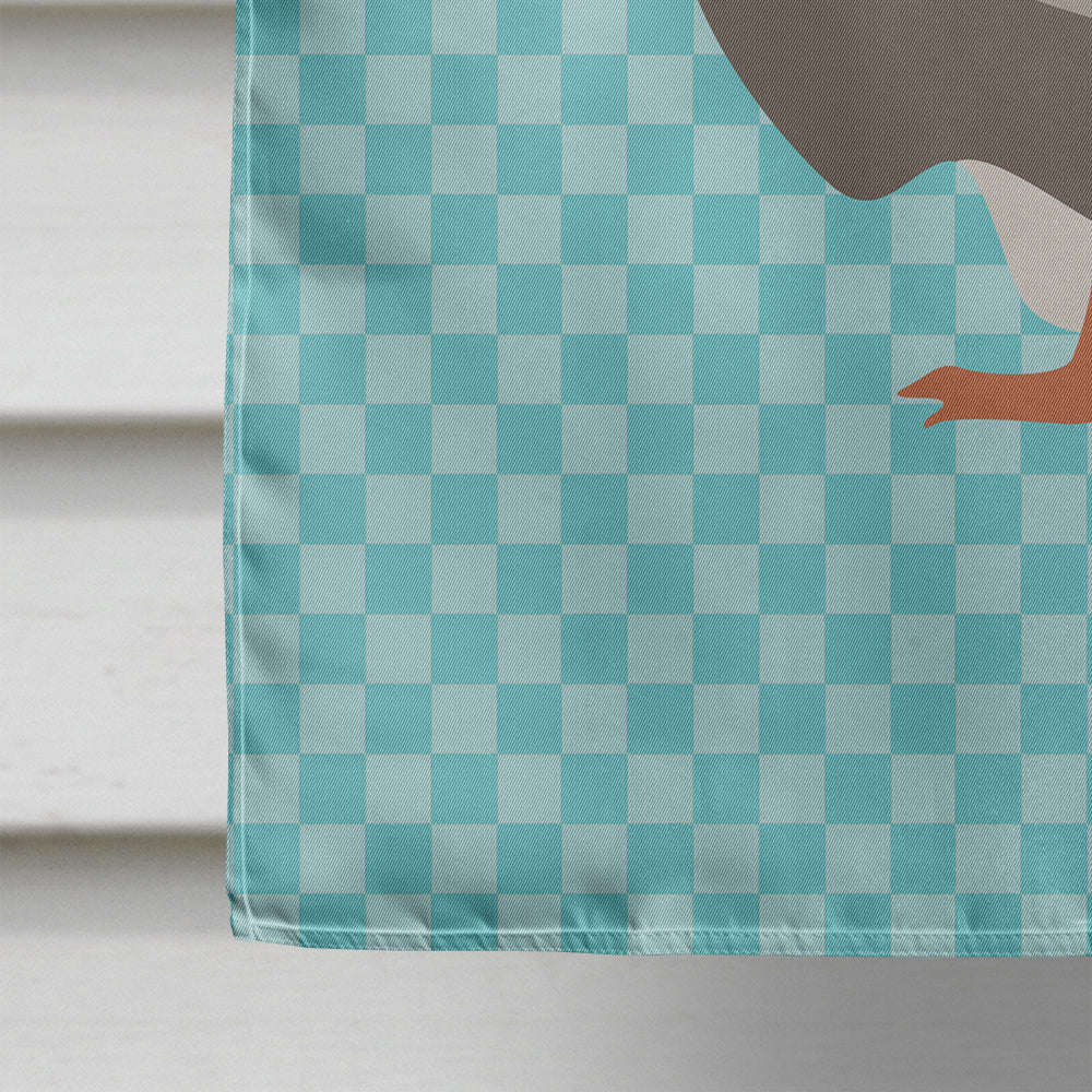 Toulouse Goose Blue Check House Flag 28x40 Porch Sleeve Pole Decorative Outside Yard Banner Artwork Wall Hanging, Polyester