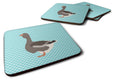 Toulouse Goose Blue Check Foam Coasters Set of 4 Cup Coasters for Indoor Outdoor, Tabletop Protection, Anti Slip, Mouse pad Material