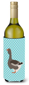 Toulouse Goose Blue Check Wine Bottle Hugger Gift Sleeve for Standard 750 ml Bottles, Insulated Reusable Also Fits Mini Shot & Pint Bottles