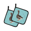 Toulouse Goose Blue Check Pot Holder Set of 2 Heat Resistant Quilted Hot Pads 7.5 x 7.5 Inch, Insulated Kitchen Trivets for Cooking & Baking