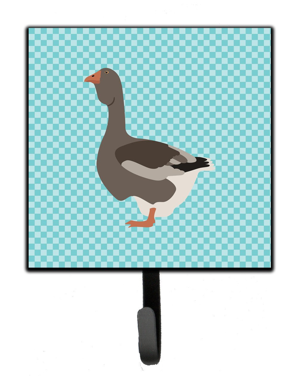 Toulouse Goose Blue Check Leash or Key Holder Wall Hooks, Key Hooks Holder, Coat Rack Wall Mount, Coat Hooks, Hooks for Hanging Keys, Towels, Aprons, Leashes