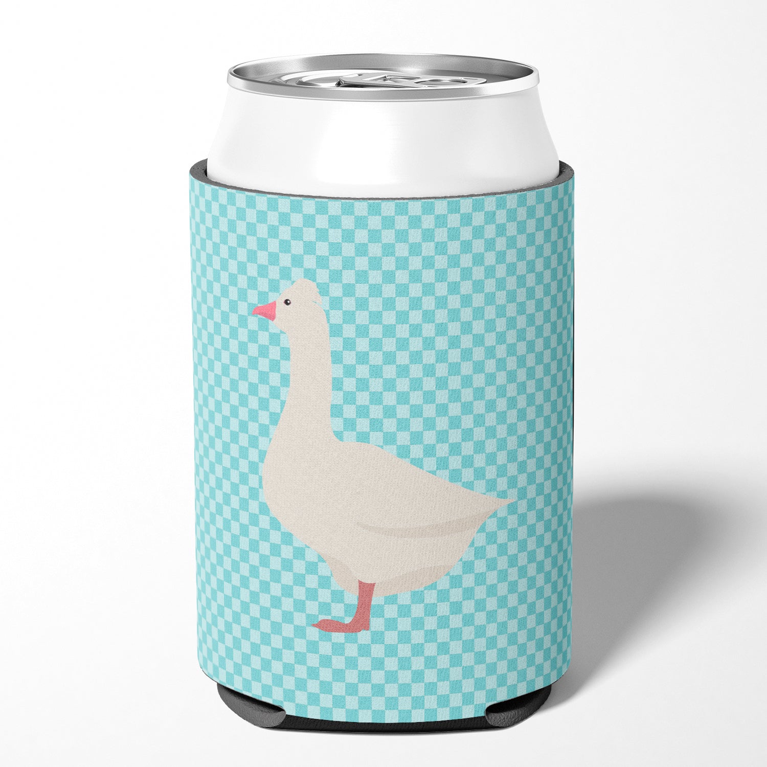 Roman Goose Blue Check Can or Bottle Hugger Cooler Sleeve for Standard 12 oz Cans, Insulated Foam Beer & Soda Can Hugger Reusable