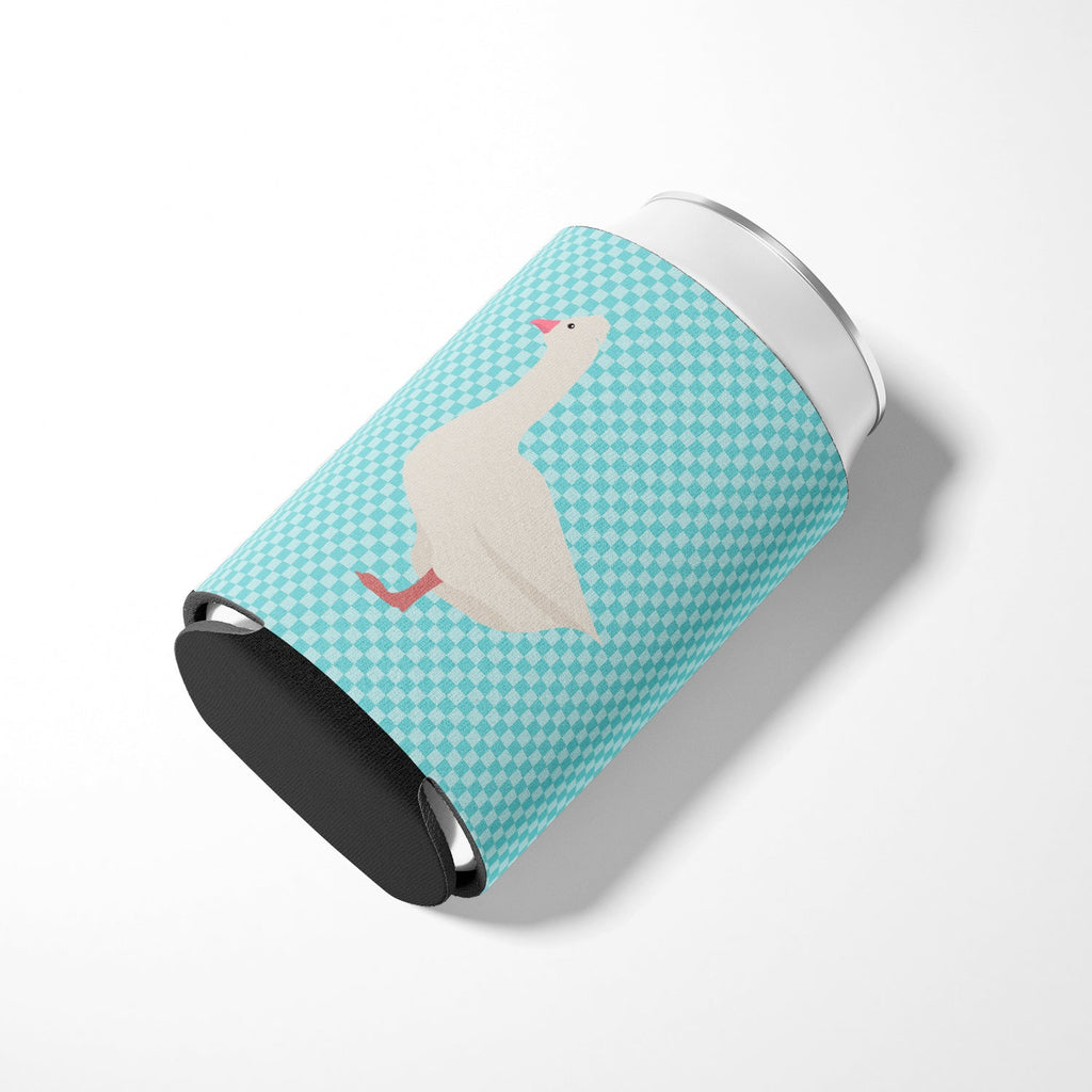 Roman Goose Blue Check Can or Bottle Hugger Cooler Sleeve for Standard 12 oz Cans, Insulated Foam Beer & Soda Can Hugger Reusable