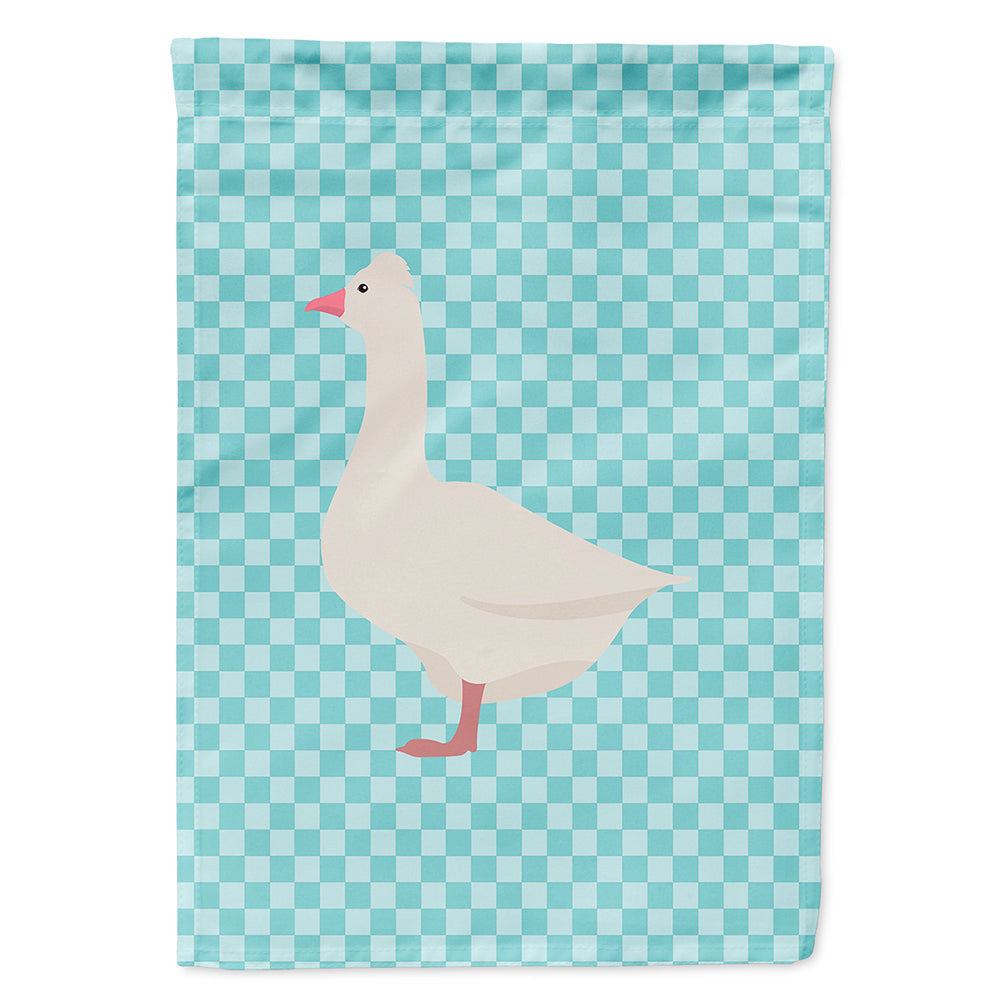 Roman Goose Blue Check House Flag 28x40 Porch Sleeve Pole Decorative Outside Yard Banner Artwork Wall Hanging, Polyester