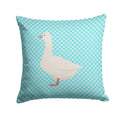 Roman Goose Blue Check Decorative Throw Pillow 14x14 Indoor Outdoor Accent Cushion, Fabric Cover with Insert for Sofa, Bed, Porch & Living Room