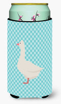 Roman Goose Blue Check Tall Boy Hugger Can Cooler Sleeve Machine Washable Drink Collapsible Insulator Beverage Insulated Holder