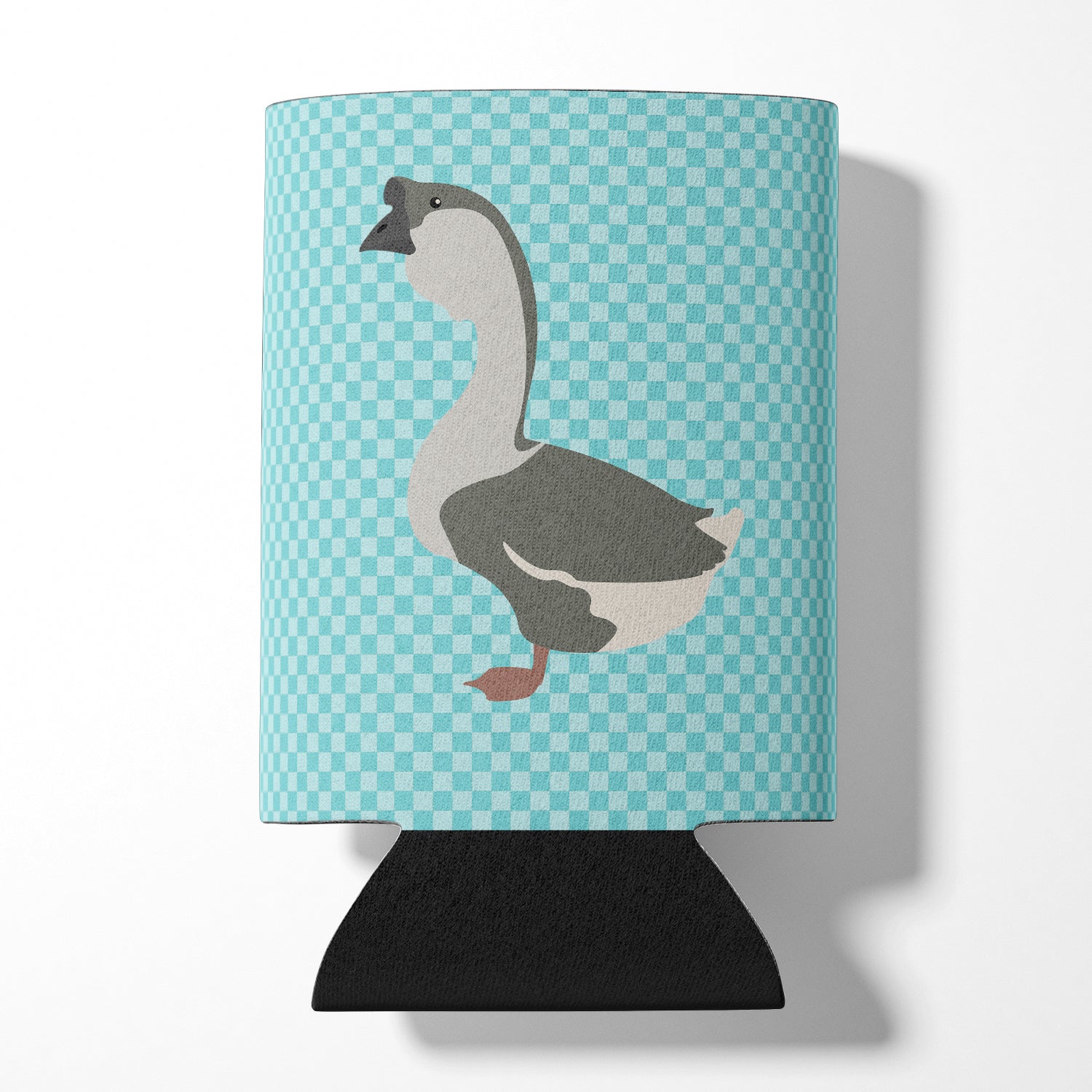 African Goose Blue Check Can or Bottle Hugger Cooler Sleeve for Standard 12 oz Cans, Insulated Foam Beer & Soda Can Hugger Reusable