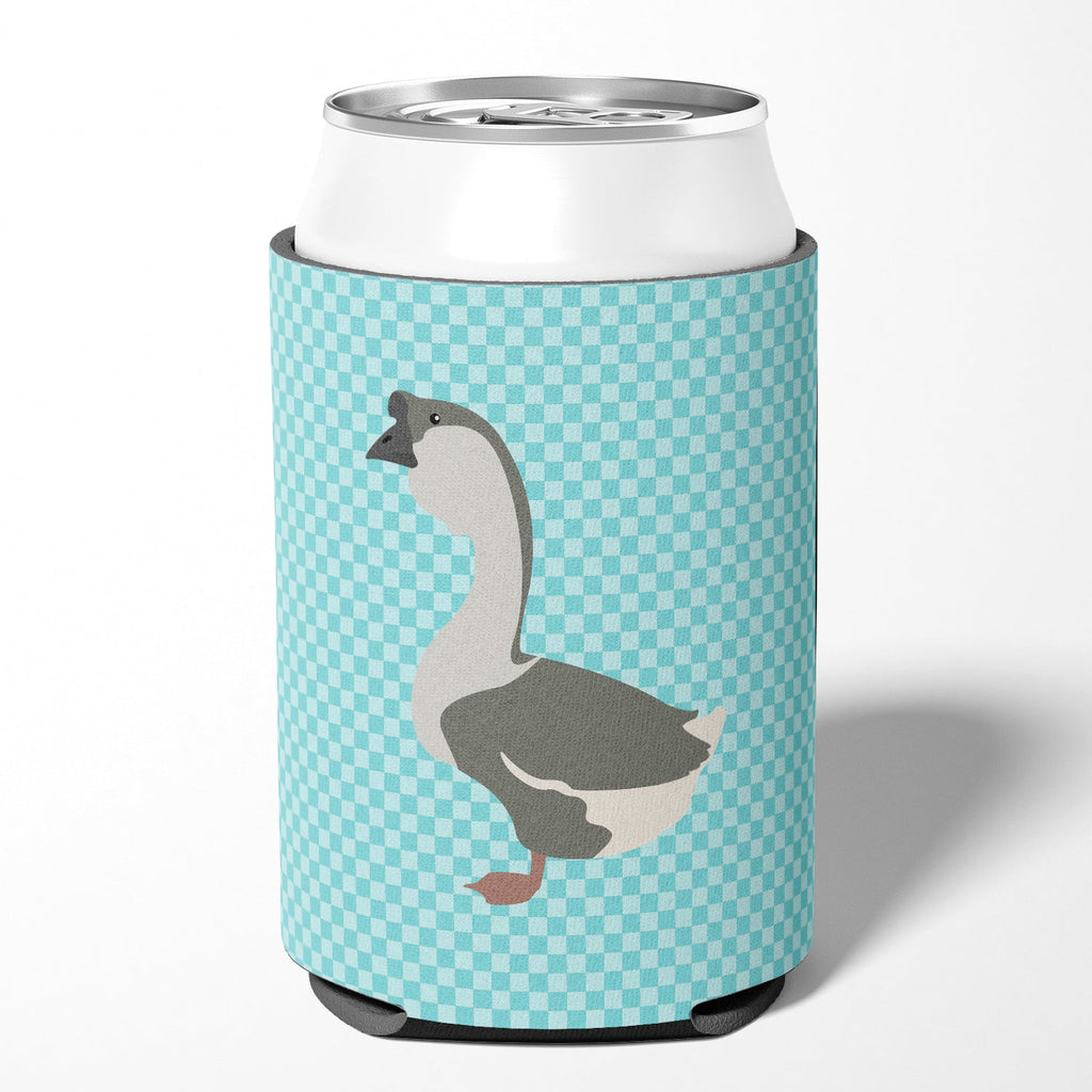African Goose Blue Check Can or Bottle Hugger Cooler Sleeve for Standard 12 oz Cans, Insulated Foam Beer & Soda Can Hugger Reusable