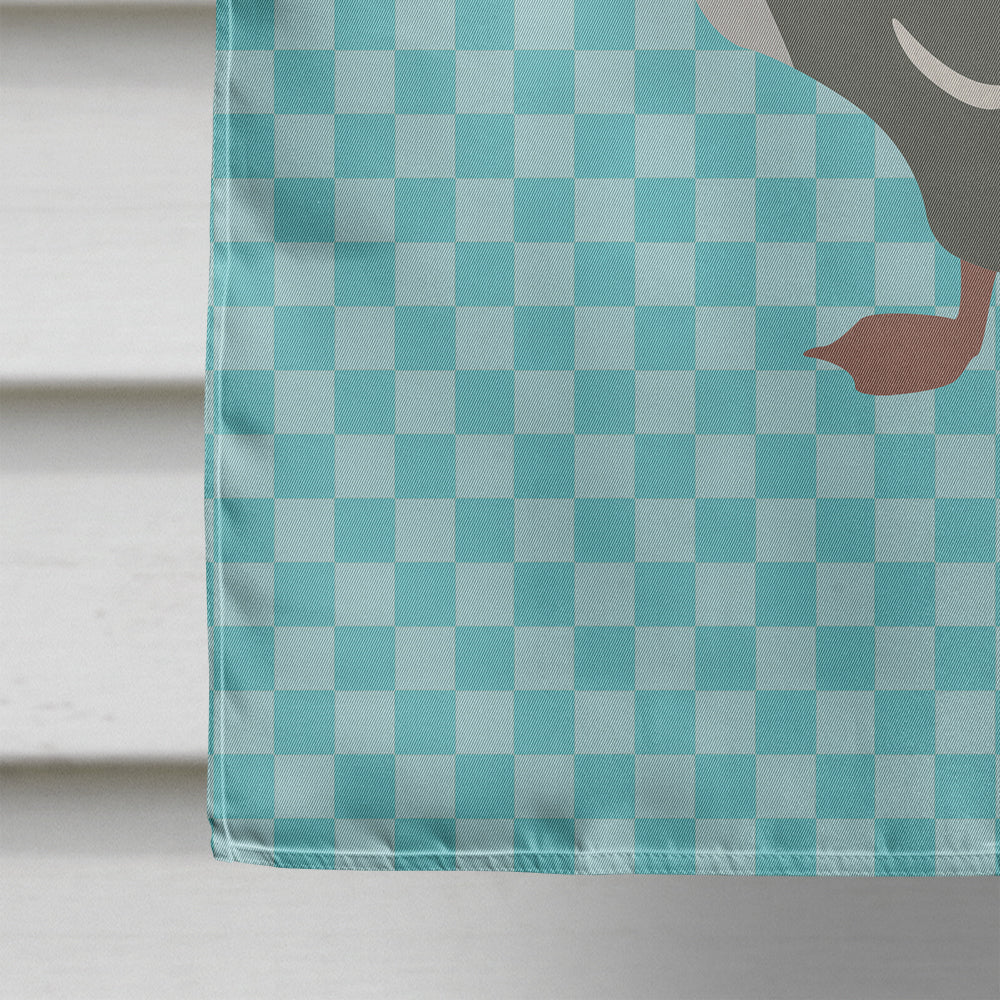 African Goose Blue Check House Flag 28x40 Porch Sleeve Pole Decorative Outside Yard Banner Artwork Wall Hanging, Polyester