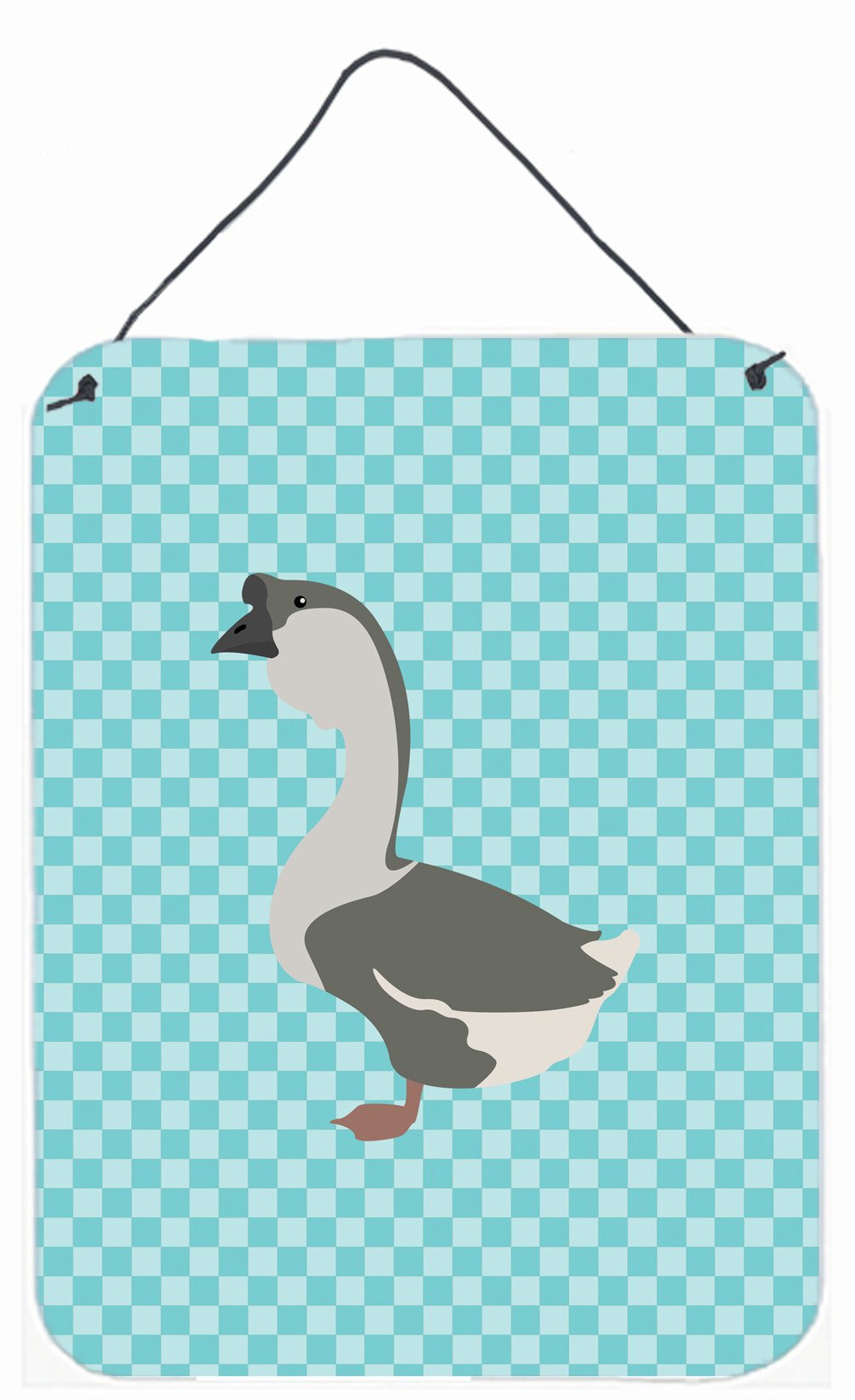 African Goose Blue Check Wall or Door Hanging Prints Aluminum Metal Sign Kitchen Wall Bar Bathroom Plaque Home Decor Front Door Plaque, 12x16, Multicolor