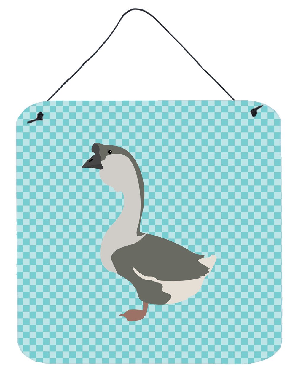 African Goose Blue Check Wall or Door Hanging Prints Aluminum Metal Sign Kitchen Wall Bar Bathroom Plaque Home Decor, 6x6, Multicolor