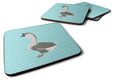 African Goose Blue Check Foam Coasters Set of 4 Cup Coasters for Indoor Outdoor, Tabletop Protection, Anti Slip, Mouse pad Material