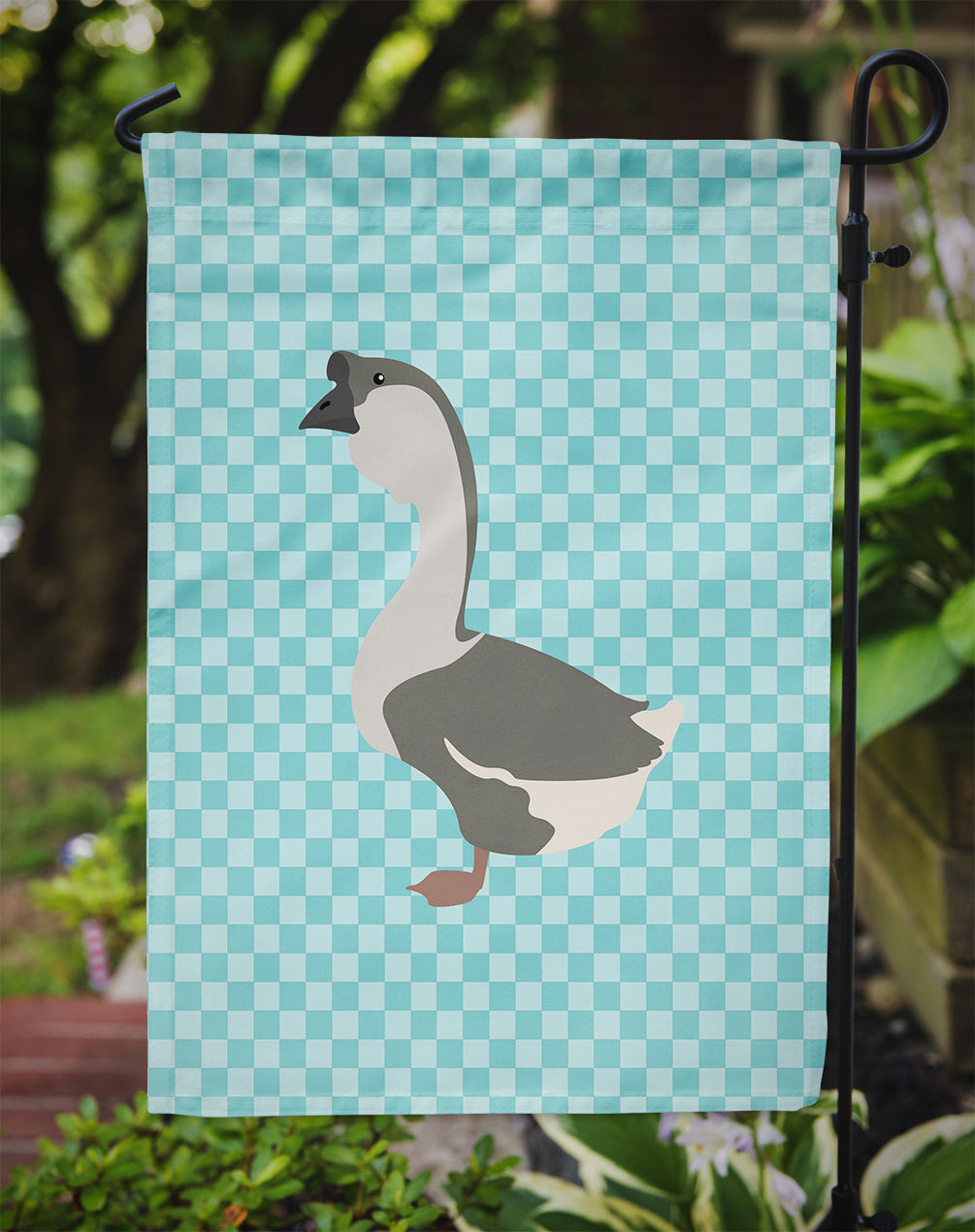 African Goose Blue Check Garden Flag Mailbox Decorative Yard Banner Outside Patio Artwork for Flower Beds, Garden Size, Multicolor