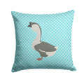 African Goose Blue Check Decorative Throw Pillow 14x14 Indoor Outdoor Accent Cushion, Fabric Cover with Insert for Sofa, Bed, Porch & Living Room