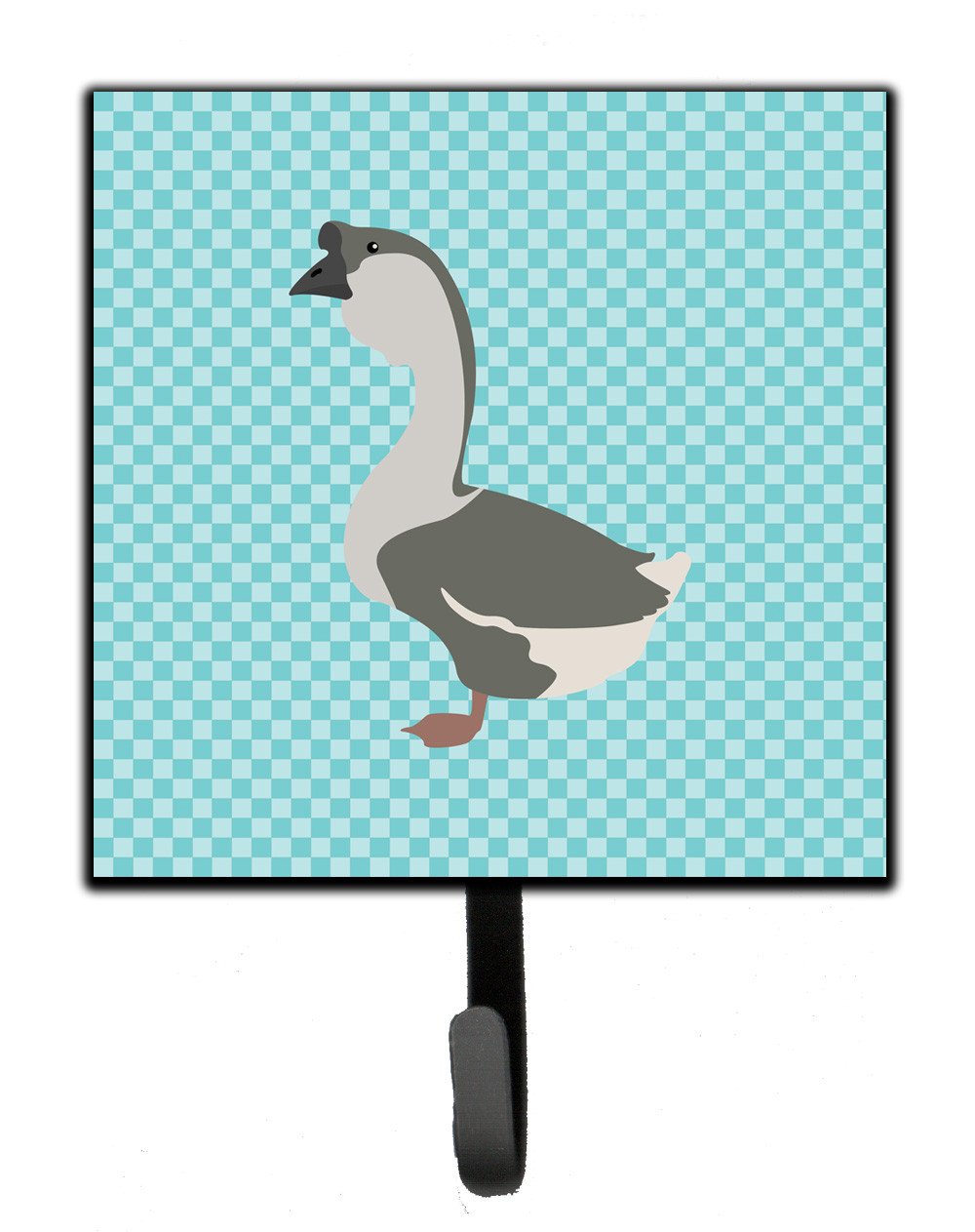 African Goose Blue Check Leash or Key Holder Wall Hooks, Key Hooks Holder, Coat Rack Wall Mount, Coat Hooks, Hooks for Hanging Keys, Towels, Aprons, Leashes