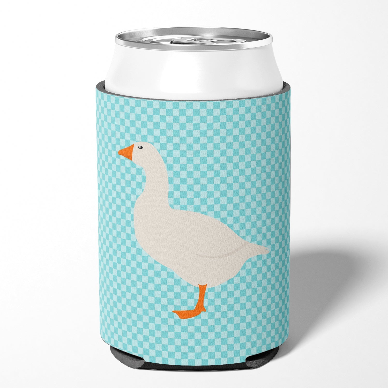 Shire Horse Blue Check Can or Bottle Hugger Cooler Sleeve for Standard 12 oz Cans, Insulated Foam Beer & Soda Can Hugger Reusable