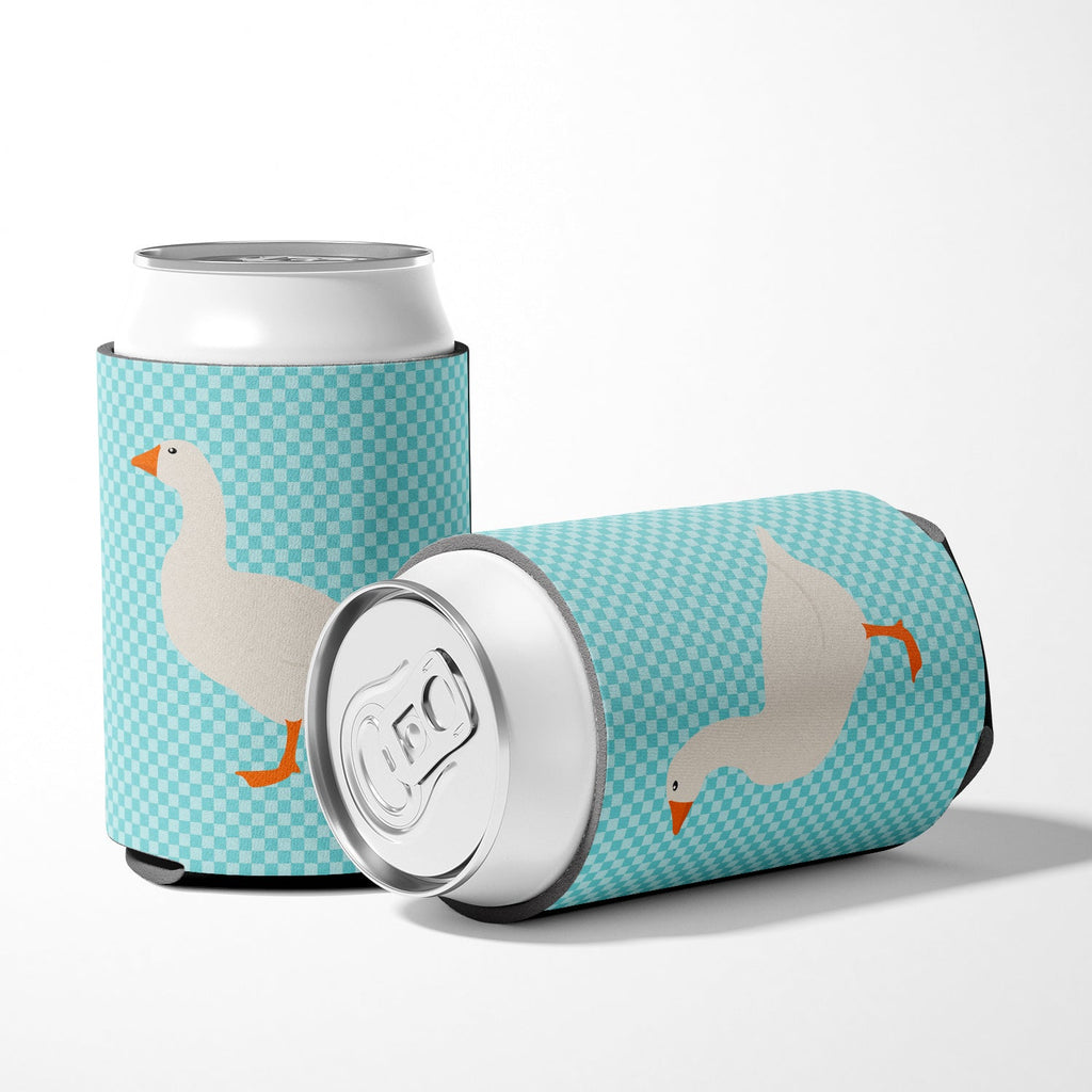 Shire Horse Blue Check Can or Bottle Hugger Cooler Sleeve for Standard 12 oz Cans, Insulated Foam Beer & Soda Can Hugger Reusable