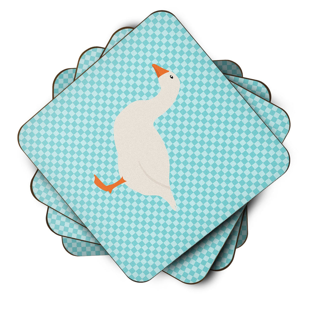 Shire Horse Blue Check Foam Coasters Set of 4 Cup Coasters for Indoor Outdoor, Tabletop Protection, Anti Slip, Mouse pad Material