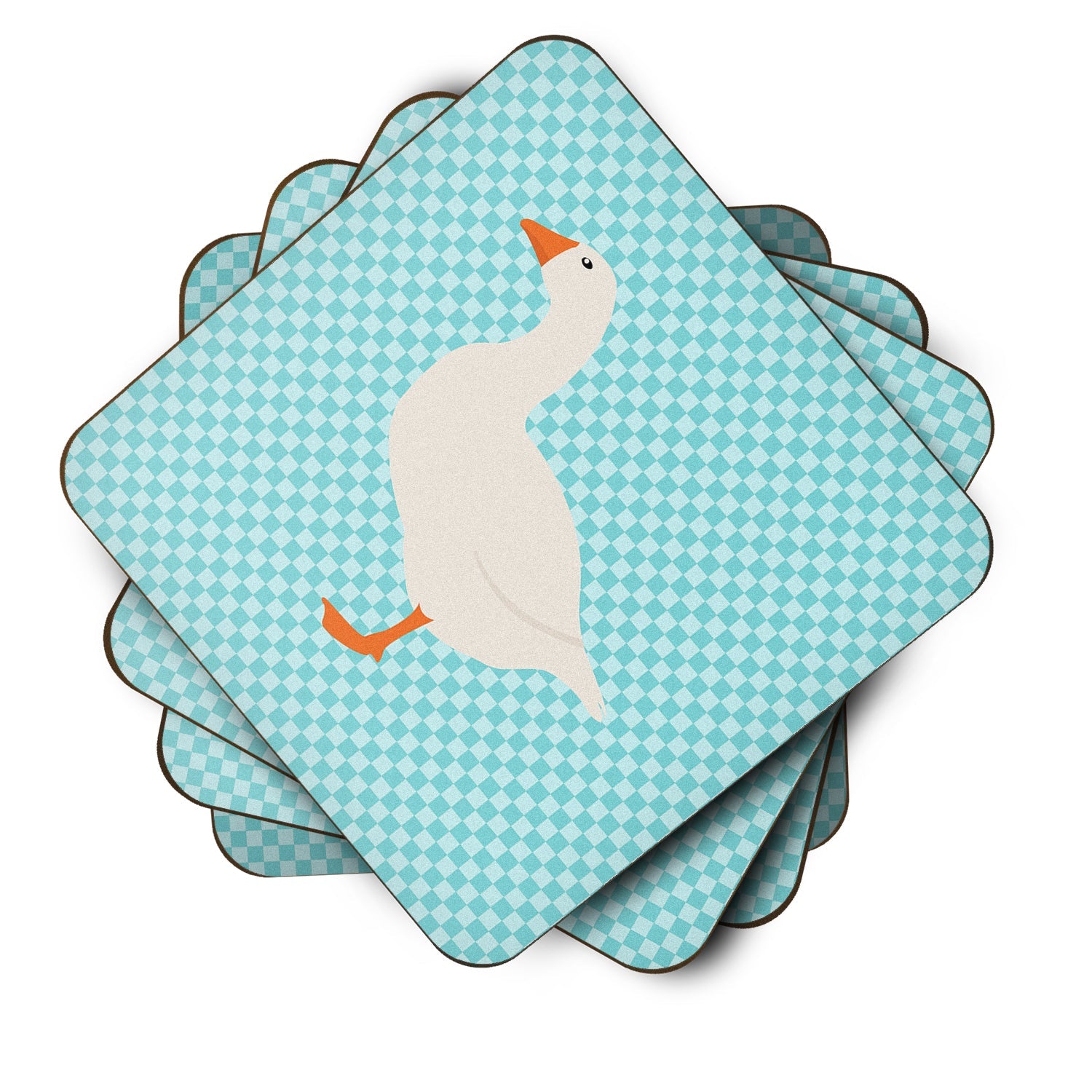 Shire Horse Blue Check Foam Coasters Set of 4 Cup Coasters for Indoor Outdoor, Tabletop Protection, Anti Slip, Mouse pad Material