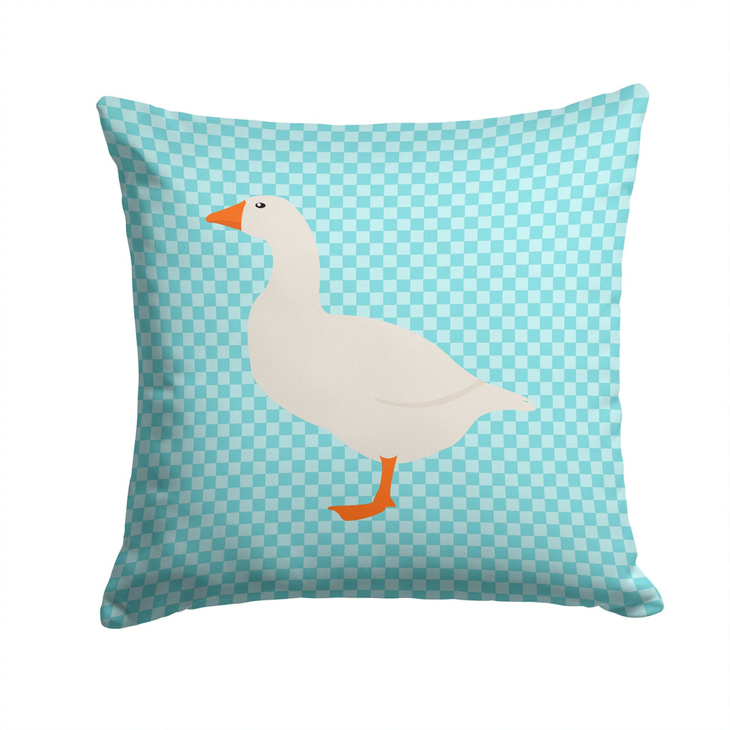 Shire Horse Blue Check Decorative Throw Pillow 14x14 Indoor Outdoor Accent Cushion, Fabric Cover with Insert for Sofa, Bed, Porch & Living Room