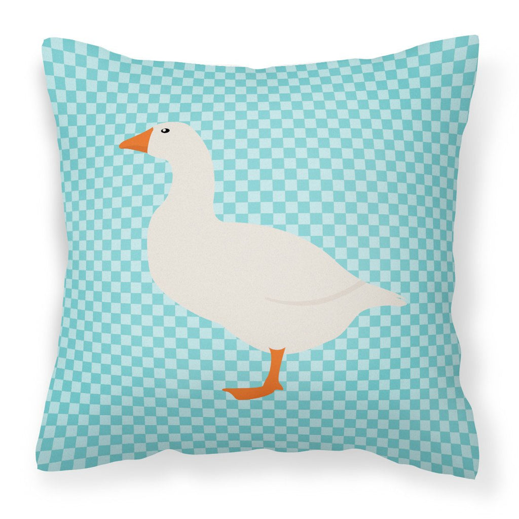 Shire Horse Blue Check Decorative Throw Pillow 18x18 Indoor Outdoor Accent Cushion, Fabric Cover with Insert for Sofa, Bed, Porch & Living Room