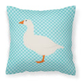 Shire Horse Blue Check Decorative Throw Pillow 18x18 Indoor Outdoor Accent Cushion, Fabric Cover with Insert for Sofa, Bed, Porch & Living Room