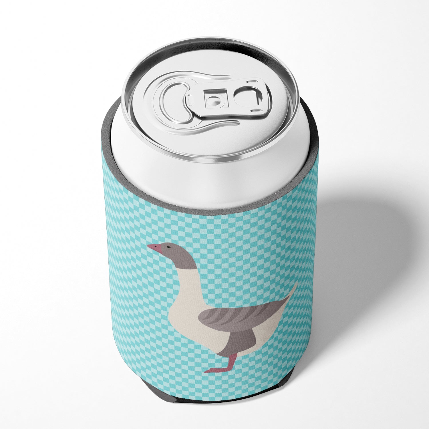 Buff Grey Back Goose Blue Check Can or Bottle Hugger Cooler Sleeve for Standard 12 oz Cans, Insulated Foam Beer & Soda Can Hugger Reusable