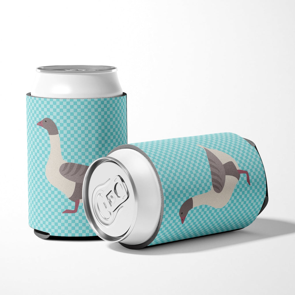 Buff Grey Back Goose Blue Check Can or Bottle Hugger Cooler Sleeve for Standard 12 oz Cans, Insulated Foam Beer & Soda Can Hugger Reusable