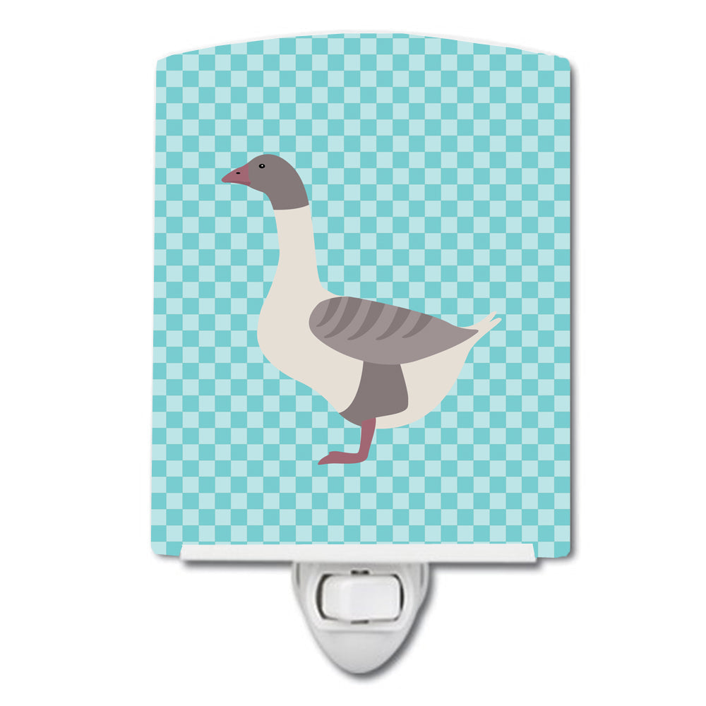 Buff Grey Back Goose Blue Check Ceramic Night Light Compact, UL-Certified, Ideal for Bedroom, Bathroom, Nursery, Hallway, Kitchen, 6x4x3, Multicolor