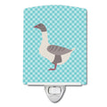 Buff Grey Back Goose Blue Check Ceramic Night Light Compact, UL-Certified, Ideal for Bedroom, Bathroom, Nursery, Hallway, Kitchen, 6x4x3, Multicolor