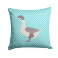 Buff Grey Back Goose Blue Check Decorative Throw Pillow 14x14 Indoor Outdoor Accent Cushion, Fabric Cover with Insert for Sofa, Bed, Porch & Living Room