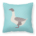 Buff Grey Back Goose Blue Check Decorative Throw Pillow 18x18 Indoor Outdoor Accent Cushion, Fabric Cover with Insert for Sofa, Bed, Porch & Living Room